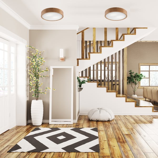 Rjava stropna svetilka s steklenim senčnikom ø 37 cm Eveline – LAMKUR-image-2