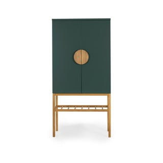 Zelena komoda z nogami iz hrastovega lesa Tenzo Scoop, višina 162 cm