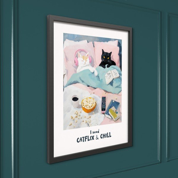 Tiskana slika z okvirjem 30x40 cm Catflix – Styler-image-4