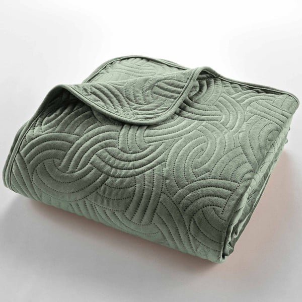 Zelen žameten komplet pregrinjala in prevleke za vzglavnik 220x240 cm Solange – douceur d'intérieur