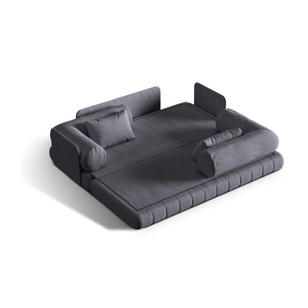 Temno siva raztegljiva sedežna garnitura iz tkanine bouclé 206 cm Kemi – Cosmopolitan Design-image-1