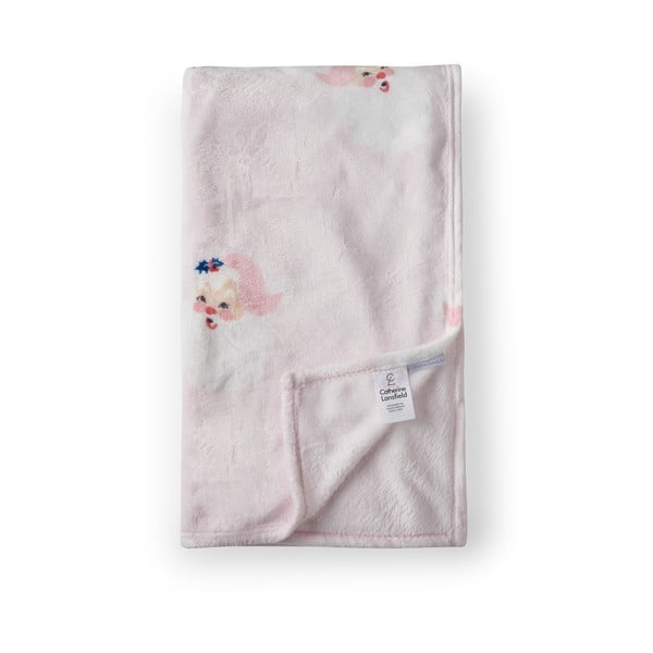 Svetlo rožnata odeja z božičnim motivom iz mikropliša 130x170 cm Vintage Christmas Santa – Catherine Lansfield