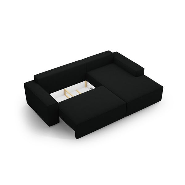 Črna raztegljiva kotna sedežna garnitura iz tkanine bouclé (desni kot) Jodie – Micadoni Home-image-4