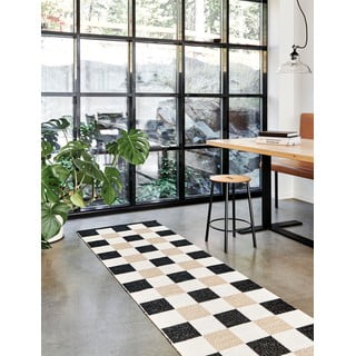 Črn/kremno bel zunanji in notranji tekač 70x300 cm Pix Black Vanilla – Pappelina