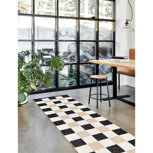 Črn/kremno bel zunanji in notranji tekač 70x240 cm Pix Black Vanilla – Pappelina-image-1