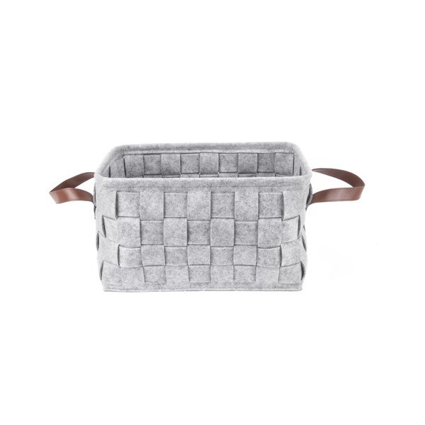 Svetlo siva košara za shranjevanje z usnjenimi ročaji PT LIVING Storage, dolžina 38 cm-image-2