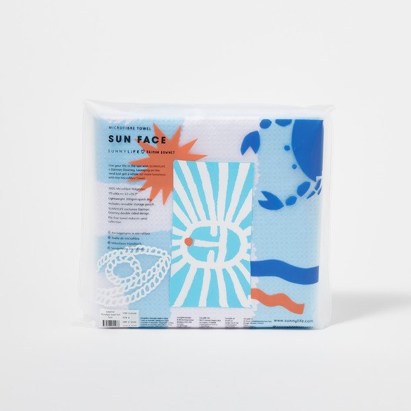 Modra brisača za plažo Sunnylife Sun Face, 175 x 90 cm-image-4