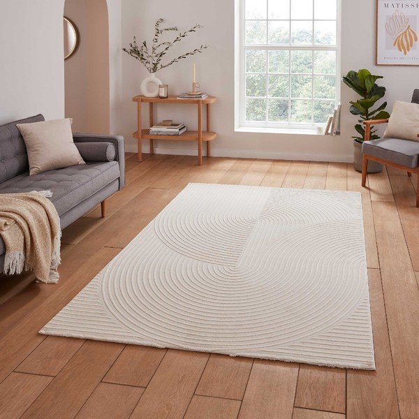 Kremno bela pralna preproga iz recikliranih vlaken 120x170 cm Flores – Think Rugs-image-1