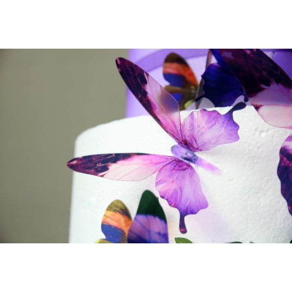 Komplet 18 samolepilnih 3D nalepk Ambiance Butterflies Purple