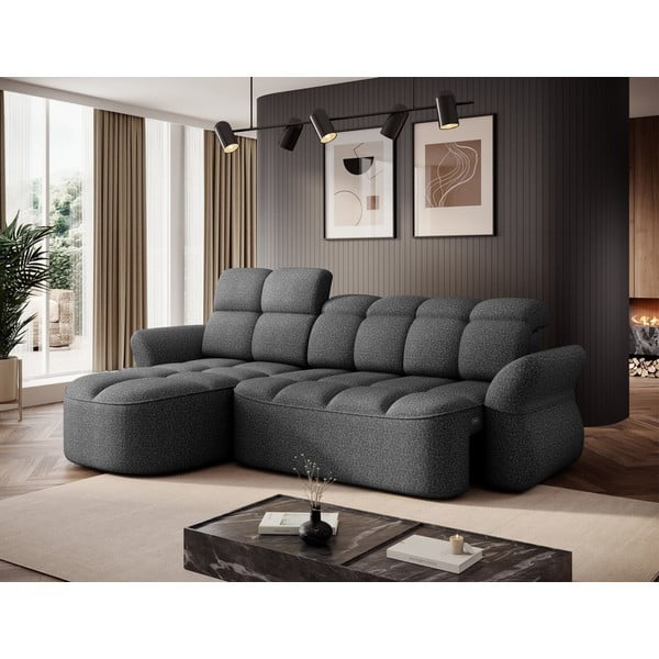 Temno siva žametna raztegljiva/s prostorom za shranjevanje kotna sedežna garnitura (levi kot/z ležalnikom) Beneth – ELTAP-image-4