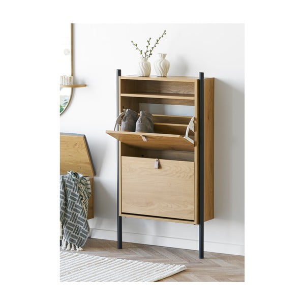Preklopna omarica za čevlje v hrastovem dekorju v naravni barvi 62x118x26 cm Barco – House Nordic-image-1