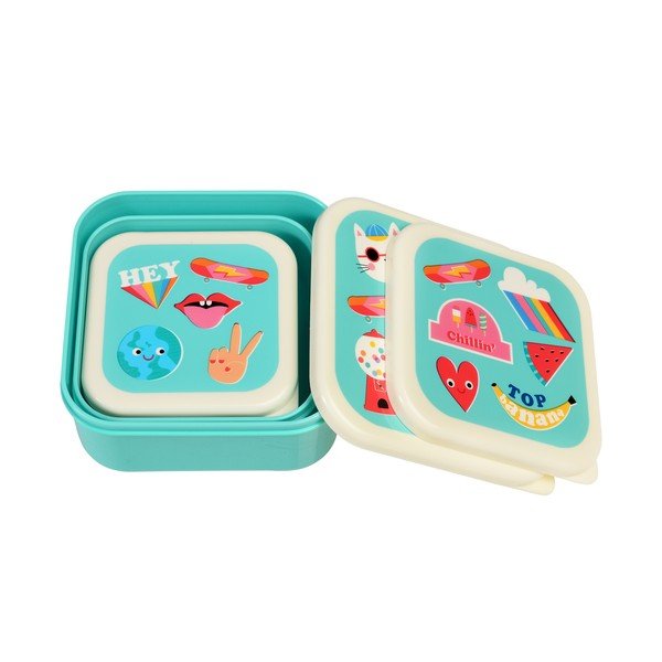 Turkizne otroška posoda za malico v kompletu 3 ks Top Banana – Rex London-image-3