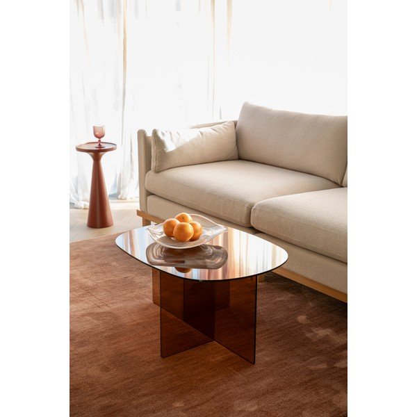 Rjava steklena klubska mizica 60x80 cm Linea – Zuiver-image-1