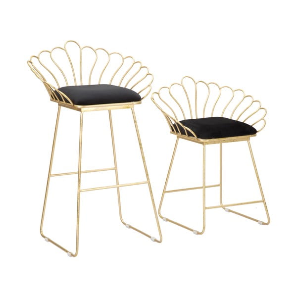 Komplet 2 barskih stolčkov v zlati in črni barvi Mauro Ferretti Flower