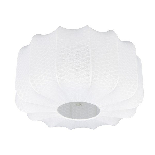 Bela kovinska stropna svetilka s tekstilnim senčilom ø 40 cm Madleine – Reality