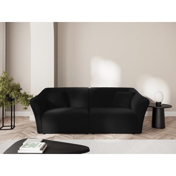 Črna žametna sedežna garnitura 206 cm Tokyo – Cosmopolitan Design-image-1