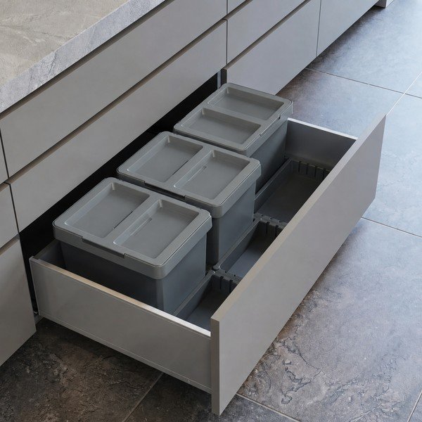 Siv plastičen koš za smeti 3x12 l za ločevanje odpadkov/izvlečni Metropolis Flip-up – Elletipi-image-1