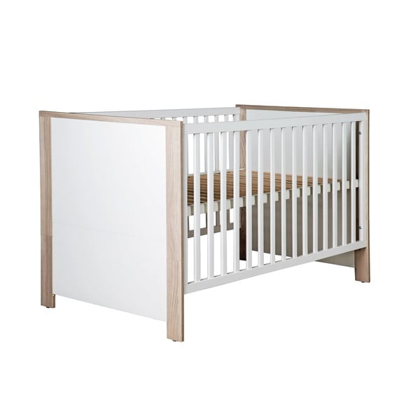 Otroška posteljica s prostorom za shranjevanje v beli in naravni barvi 70x140 cm Olaf – Roba