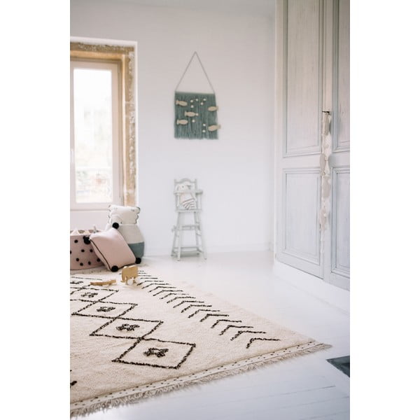 Kremno bela pralna ročno tkana bombažna preproga 140x210 cm Bereber Rhombs – Lorena Canals-image-3