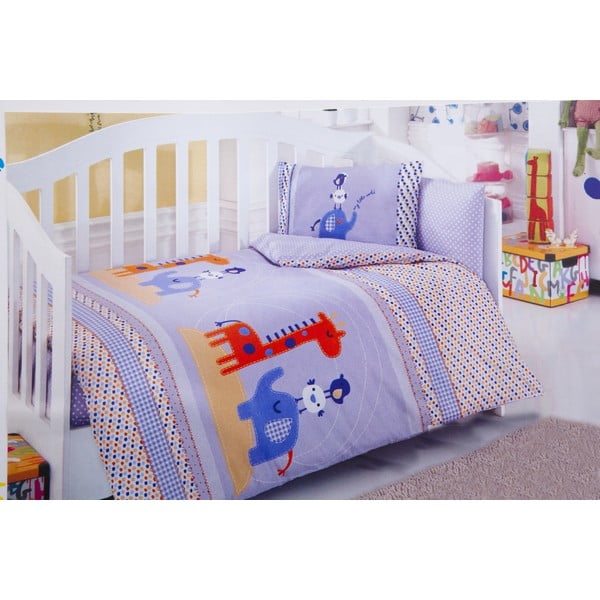 Komplet otroške posteljnine in rjuh Modri slon, 120x150 cm