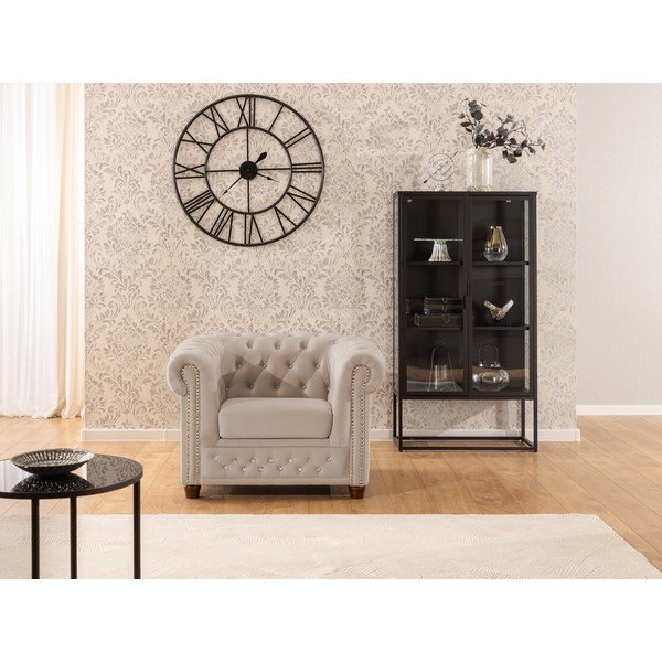 Bež žameten Chesterfield fotelj York Blik – Ropez-image-1