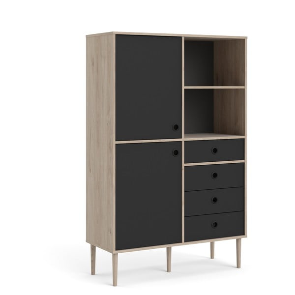 Črna omara z okvirjem iz hrastovega dekorja Tvilum Rome, 99 x 154 cm-image-4