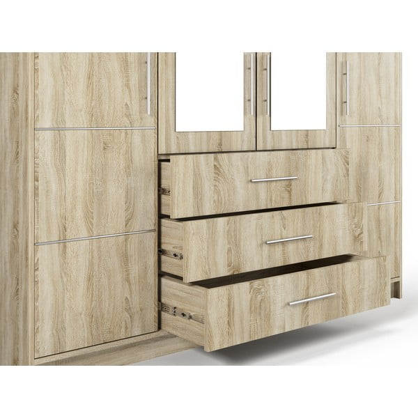 Garderobna omara v hrastovem dekorju z ogledalom 196x200 cm Derry - Cosmopolitan Design-image-1