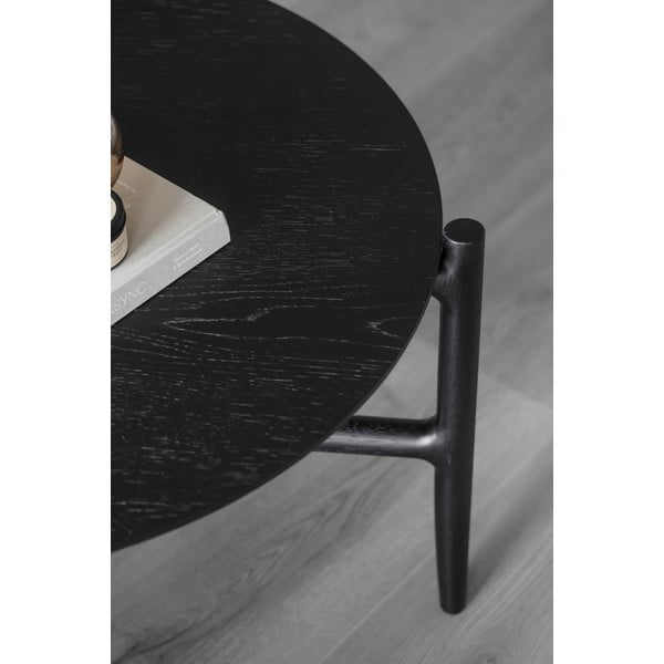 Črna mizica iz hrastovega lesa Rowico Holton, ø 80 cm-image-3