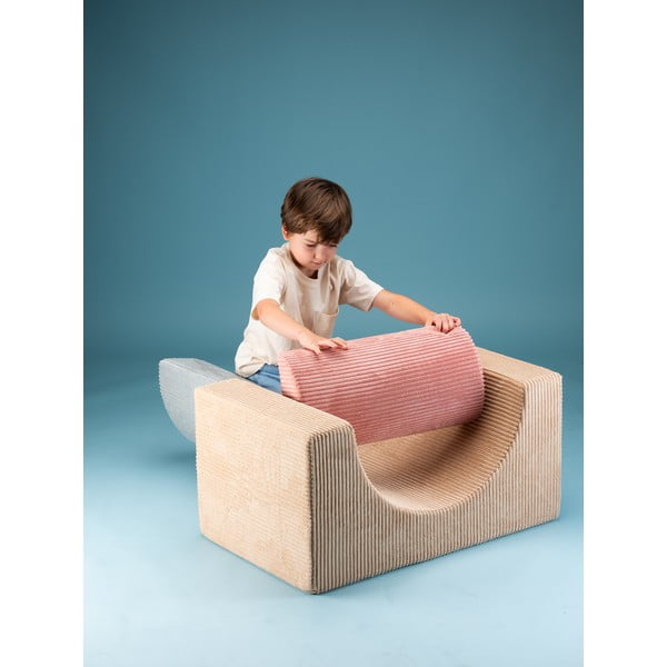Svetlo rjavo otroško igrišče iz pene iz rebrastega žameta 3 ks višina 37 cm 75x49 cm Rainbow Montessori – Wigiwama-image-3