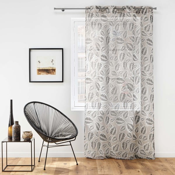 Črna in bež prosojna zavesa iz tančice 140x280 cm Alma – douceur d'intérieur-image-2