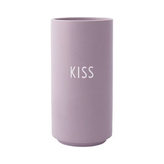 Vijolična vaza iz porcelana Design Letters Kiss, višina 11 cm
