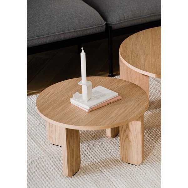 Okrogla klubska mizica z mizno ploščo v hrastovem dekorju v naravni barvi ø 55 cm Kuvu – noo.ma-image-1