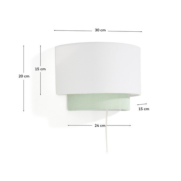 Bela/turkizna otroška svetilka s tekstilnim senčilom Bianella – Kave Home-image-4