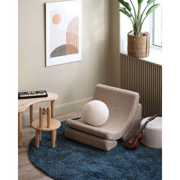 Svetlo rjav otroški fotelj iz tkanine bouclé Moon – Wigiwama-image-4