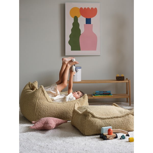 Zelena otroška vreča za sedenje iz tkanine bouclé Chair – Wigiwama-image-4
