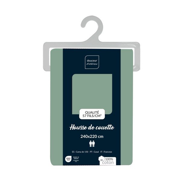 Zelena bombažna prevleka za odejo za zakonsko posteljo/podaljšana 240x220 cm Lina – douceur d'intérieur-image-2