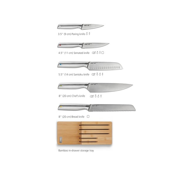 Komplet nožev s stojalom 5 ks iz nerjavečega jekla Elevate Bamboo – Joseph Joseph-image-4