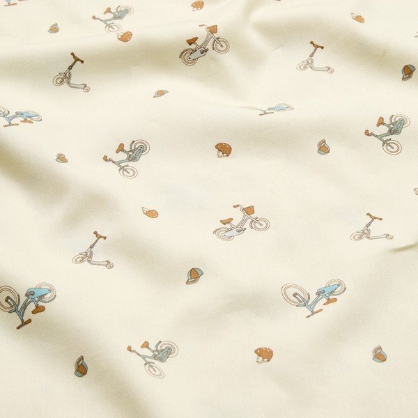 Svetlo rumena enojna otroška posteljnina iz organskega bombaža 140x200 cm Bicycles – Cam Cam Copenhagen-image-1