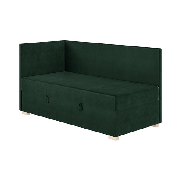 Temno zelena kotna otroška postelja s prostorom za shranjevanje z vzmetnico 90x200 cm Flexi – Ghado-image-4