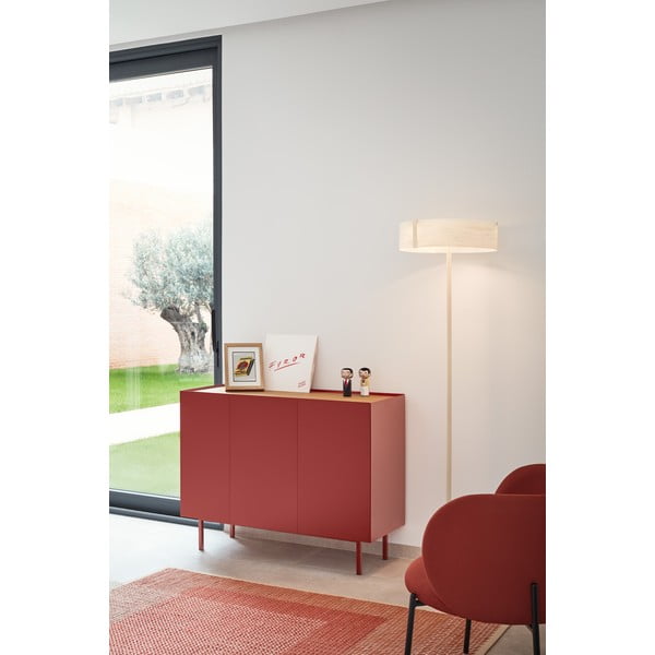 Rdeča nizka komoda v hrastovem dekorju 110x85 cm Arista – Teulat-image-1