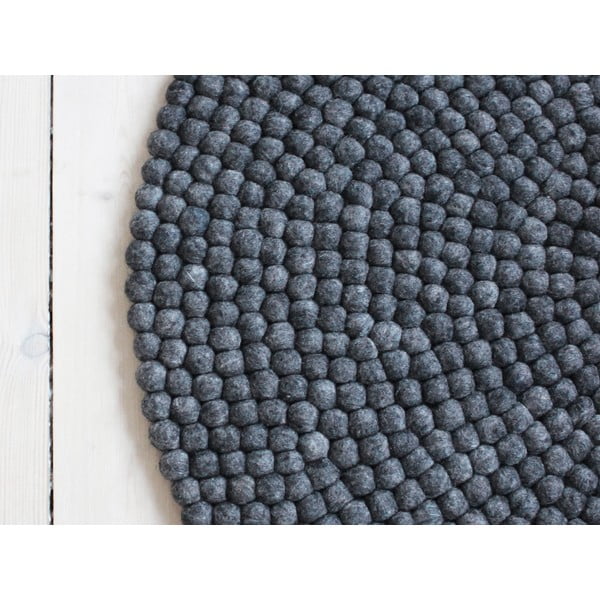 Antracitno siva preproga iz volnenega filca Wooldot Ball Rugs, ⌀ 200 cm