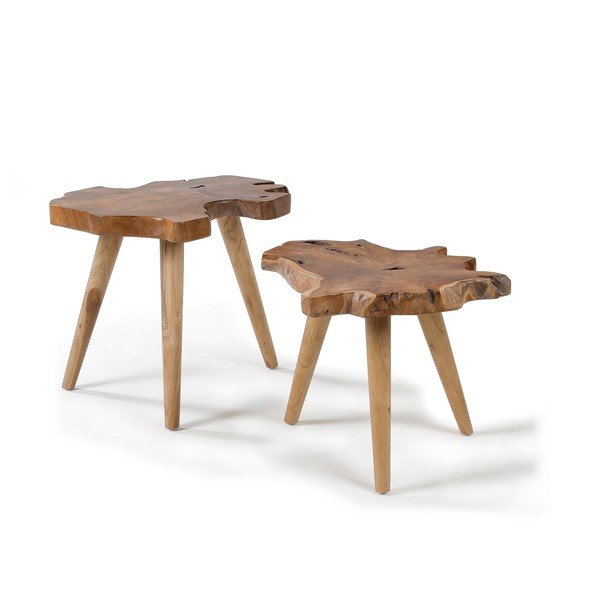 Stranske mizice v kompletu 2 ks iz masivnega tika 50x60 cm Hattie – Kave Home