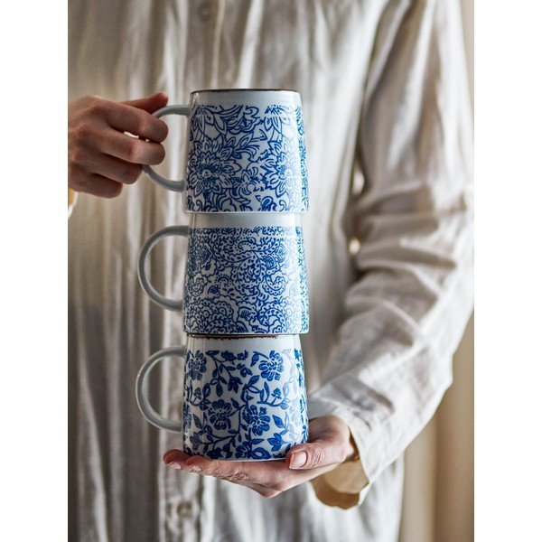 Bele/modre skodelice iz kamenine v kompletu 3 ks Molly – Bloomingville-image-1