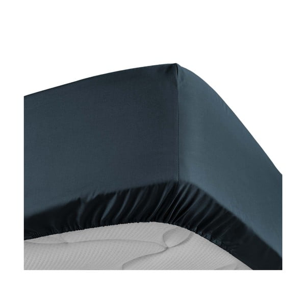 Temno modra napenjalna rjuha iz bombažnega perkala 180x200 cm Percaline – douceur d'intérieur-image-3