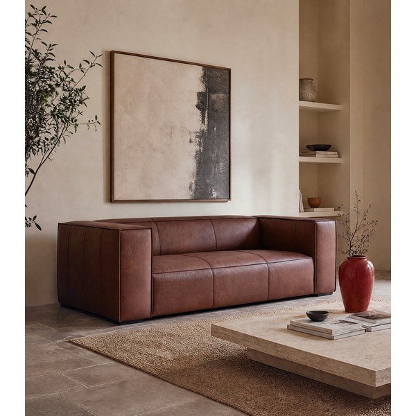 Rjava usnjena zofa v barvi konjaka 227 cm Madame - Windsor & Co Sofas-image-1