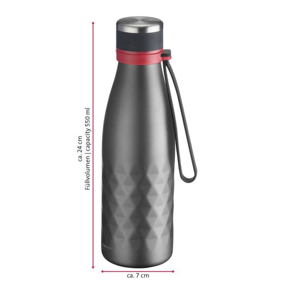 Siva steklenica za vodo iz silikona in nerjavečega jekla 550 ml Viva – Westmark-image-2