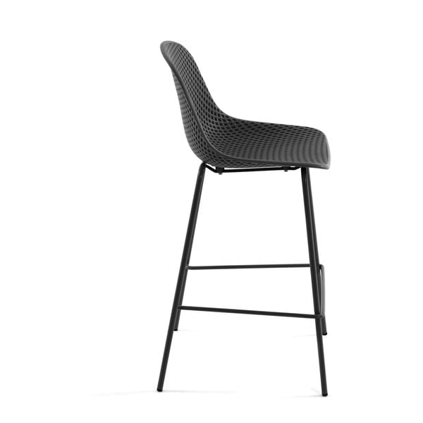 Antracitno siv kovinski/plastičen vrtni barski stol Quinby – Kave Home-image-4