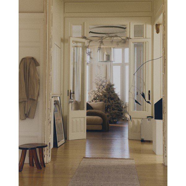 Bež obojestranski/ročno tkan volnen tekač 80x200 cm Nifelia – Kave Home-image-2