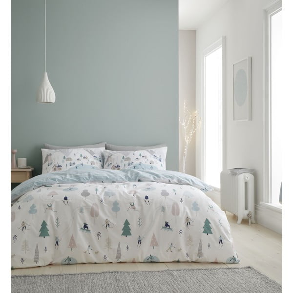 Bela bombažna posteljnina za zakonsko posteljo 200x200 cm Winter Fun – Bianca-image-1