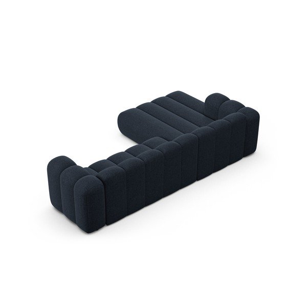 Temno modra kotna sedežna garnitura iz šenilje (levi kot/z ležalnikom) Lupine – Micadoni -image-3